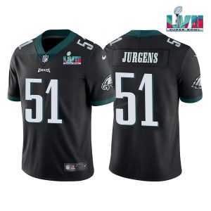 Men's Philadelphia Eagles #51 Cam Jurgens Black Super Bowl LVII Vapor Untouchable Limited Stitched Jersey - Custom Name