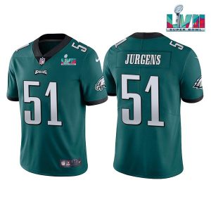 Men's Philadelphia Eagles #51 Cam Jurgens Green Super Bowl LVII Vapor Untouchable Limited Stitched Jersey - Custom Name