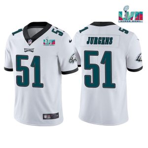 Men's Philadelphia Eagles #51 Cam Jurgens White Super Bowl LVII Vapor Untouchable Limited Stitched Jersey - Custom Name
