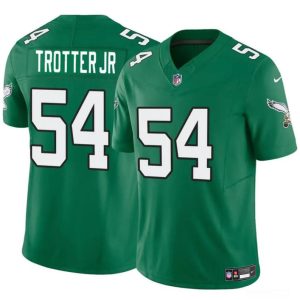 Men's Philadelphia Eagles #54 Jeremiah Trotter Jr Green 2024 Draft F.U.S.E Vapor Untouchable Throwback Limited Stitched Football Jersey - Custom Name