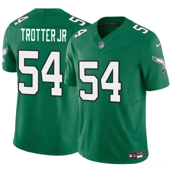 Men's Philadelphia Eagles #54 Jeremiah Trotter Jr Green 2024 Draft F.U.S.E Vapor Untouchable Throwback Limited Stitched Football Jersey - Custom Name