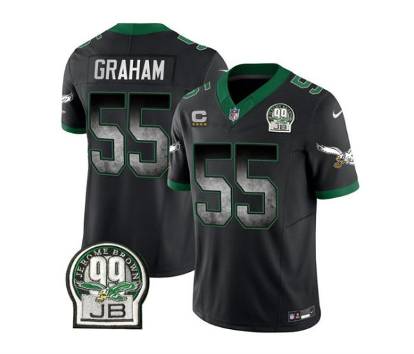 Men's Philadelphia Eagles #55 Brandon Graham Black 2023 F.U.S.E. Throwback Vapor Untouchable Limited Stitched Football Jersey - Custom Name