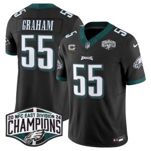 Men's Philadelphia Eagles #55 Brandon Graham Black 2024 NFC East Champions With 4-Star C Patch F.U.S.E. Vapor Untouchable Limited Stitched Football Jersey - Custom Name