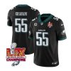 Men's Philadelphia Eagles #55 Brandon Graham Black 2025 Eagles Logo Super Bowl LIX Patch And 4-Star C Patch New F.U.S.E. Vapor Limited Stitched Football Jersey - Custom Name