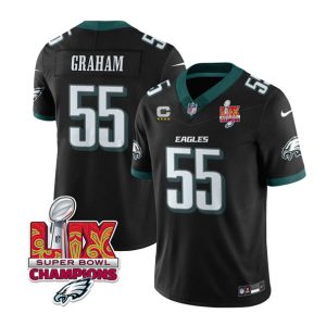 Men's Philadelphia Eagles #55 Brandon Graham Black 2025 Eagles Logo Super Bowl LIX Patch And 4-Star C Patch New F.U.S.E. Vapor Limited Stitched Football Jersey - Custom Name