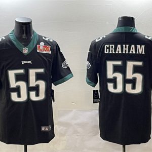 Men's Philadelphia Eagles #55 Brandon Graham Black 2025 Super Bowl LIX Patch Vapor Untouchable Limited Stitched Football Jersey - Custom Name