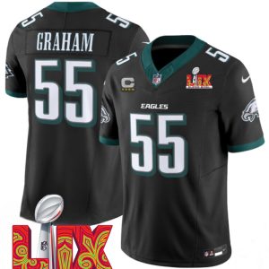 Men's Philadelphia Eagles #55 Brandon Graham Black F.U.S.E. 24 25 Super Bowl LIX Vapor Untouchable Limited Stitched Football Jersey - Custom Name