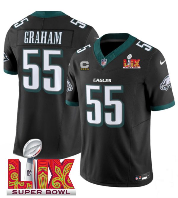 Men's Philadelphia Eagles #55 Brandon Graham Black F.U.S.E. 24 25 Super Bowl LIX Vapor Untouchable Limited Stitched Football Jersey - Custom Name