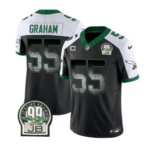 Men's Philadelphia Eagles #55 Brandon Graham Black White 2023 F.U.S.E. With 4-star C Patch Throwback Vapor Untouchable Limited Stitched Football Jersey - Custom Name