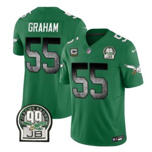 Men's Philadelphia Eagles #55 Brandon Graham Green 2023 F.U.S.E. With 4-star C Patch Throwback Vapor Untouchable Limited Stitched Football Jersey - Custom Name