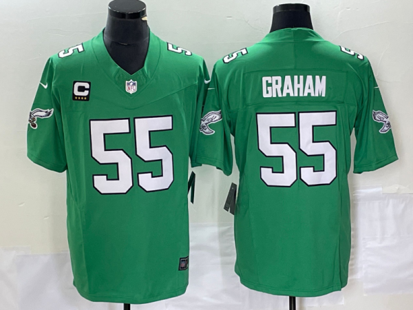 Men's Philadelphia Eagles #55 Brandon Graham Green 2023 F.U.S.E. With C Patch Vapor Untouchable Stitched Football Jersey - Custom Name