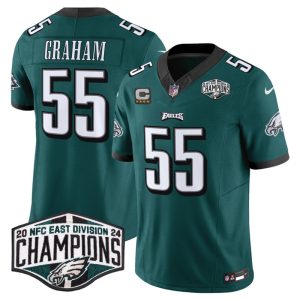 Men's Philadelphia Eagles #55 Brandon Graham Green 2024 NFC East Champions With 4-Star C Patch F.U.S.E. Vapor Untouchable Limited Stitched Football Jersey - Custom Name