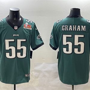 Men's Philadelphia Eagles #55 Brandon Graham Green 2025 Super Bowl LIX Patch Vapor Untouchable Limited Stitched Football Jersey - Custom Name