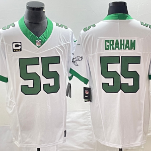 Men's Philadelphia Eagles #55 Brandon Graham White 2023 F.U.S.E. With C Patch Vapor Untouchable Stitched Football Jersey - Custom Name