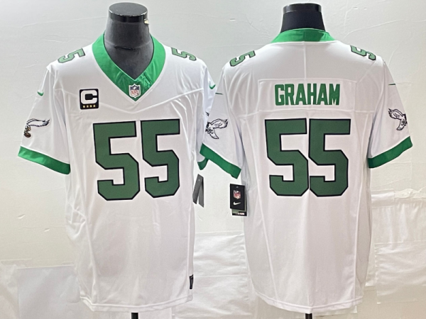 Men's Philadelphia Eagles #55 Brandon Graham White 2023 F.U.S.E. With C Patch Vapor Untouchable Stitched Football Jersey - Custom Name