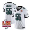 Men's Philadelphia Eagles #55 Brandon Graham White 2025 Eagles Logo Super Bowl LIX Patch And 4-Star C Patch New F.U.S.E. Vapor Limited Stitched Football Jersey - Custom Name