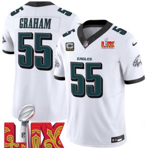 Men's Philadelphia Eagles #55 Brandon Graham White F.U.S.E. 24 25 Super Bowl LIX Vapor Untouchable Limited Stitched Football Jersey - Custom Name