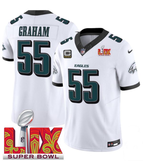 Men's Philadelphia Eagles #55 Brandon Graham White F.U.S.E. 24 25 Super Bowl LIX Vapor Untouchable Limited Stitched Football Jersey - Custom Name