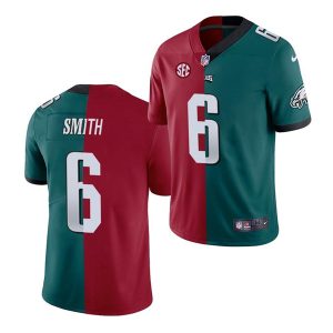Men's Philadelphia Eagles #6 DeVonta Smith 2021 Red Green Split Stitched Jersey - Custom Name