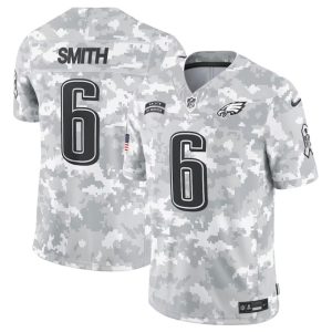 Men's Philadelphia Eagles #6 DeVonta Smith 2024 F.U.S.E Arctic Camo Salute to Service Limited Stitched Football Jersey - Custom Name