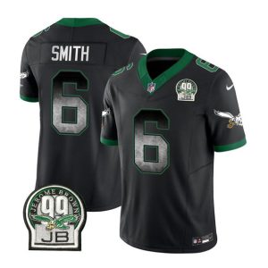Men's Philadelphia Eagles #6 DeVonta Smith Black 2023 F.U.S.E. Throwback Vapor Untouchable Limited Stitched Football Jersey - Custom Name