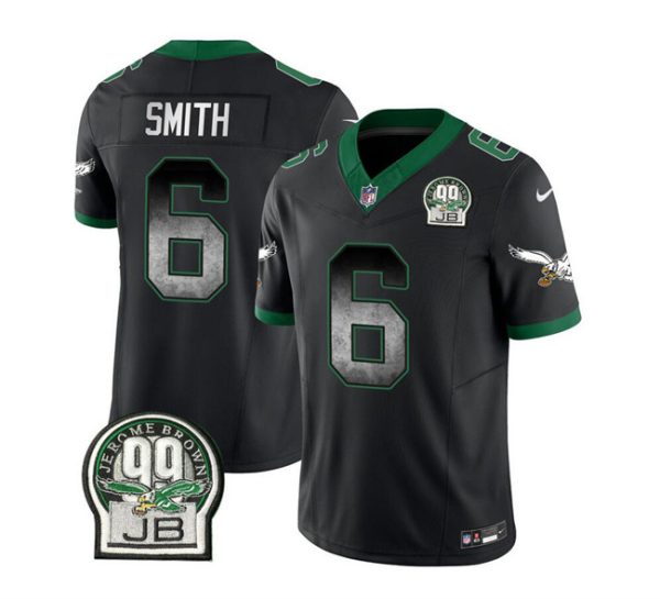 Men's Philadelphia Eagles #6 DeVonta Smith Black 2023 F.U.S.E. Throwback Vapor Untouchable Limited Stitched Football Jersey - Custom Name