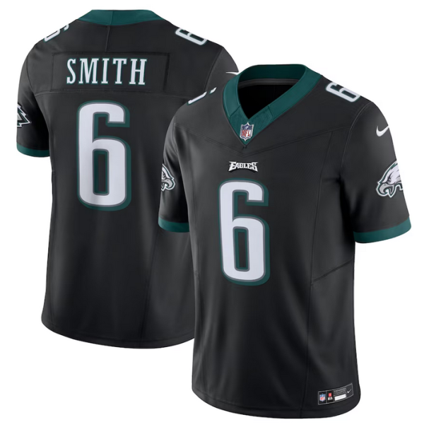Men's Philadelphia Eagles #6 DeVonta Smith Black 2023 F.U.S.E. Vapor Untouchable Limited Stitched Football Jersey - Custom Name