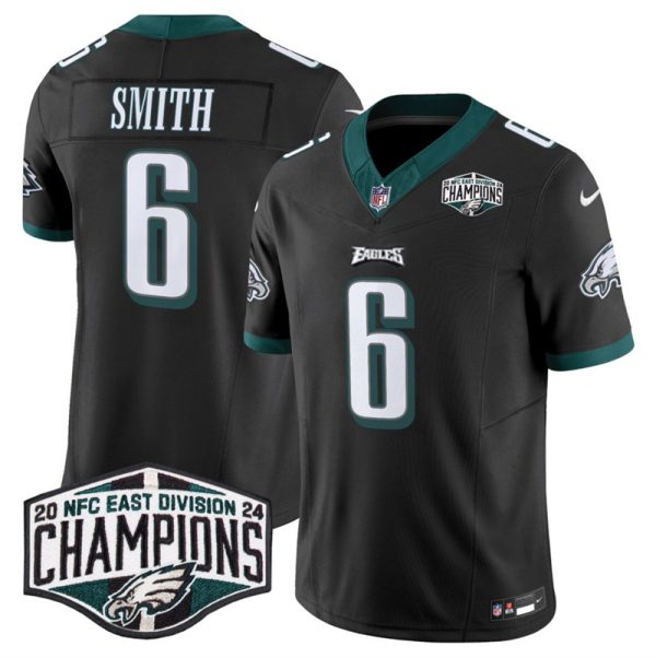 Men's Philadelphia Eagles #6 DeVonta Smith Black 2024 NFC East Champions F.U.S.E. Vapor Untouchable Limited Stitched Football Jersey - Custom Name