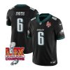 Men's Philadelphia Eagles #6 DeVonta Smith Black 2025 Eagles Logo Super Bowl LIX Patch New F.U.S.E. Vapor Limited Stitched Football Jersey - Custom Name