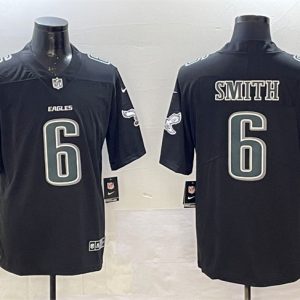 Men's Philadelphia Eagles #6 DeVonta Smith Black Fashion New Vapor Untouchable Limited Stitched Football Jersey - Custom Name