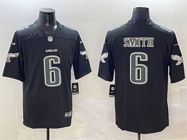 Men's Philadelphia Eagles #6 DeVonta Smith Black Fashion New Vapor Untouchable Limited Stitched Football Jersey - Custom Name