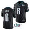 Men's Philadelphia Eagles #6 DeVonta Smith Black Super Bowl LVII Patch Vapor Untouchable Limited Stitched Jersey - Custom Name