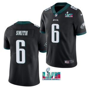 Men's Philadelphia Eagles #6 DeVonta Smith Black Super Bowl LVII Patch Vapor Untouchable Limited Stitched Jersey - Custom Name