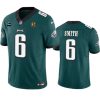 Men's Philadelphia Eagles #6 DeVonta Smith Green 2023 F.U.S.E. With 1-star C Patch And John Madden Patch Vapor Limited Stitched Football Jersey - Custom Name