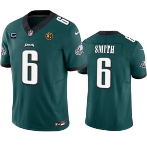 Men's Philadelphia Eagles #6 DeVonta Smith Green 2023 F.U.S.E. With 1-star C Patch And John Madden Patch Vapor Limited Stitched Football Jersey - Custom Name