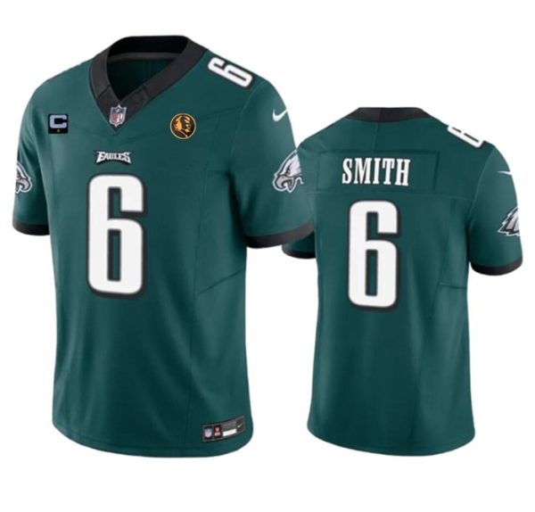 Men's Philadelphia Eagles #6 DeVonta Smith Green 2023 F.U.S.E. With 1-star C Patch And John Madden Patch Vapor Limited Stitched Football Jersey - Custom Name