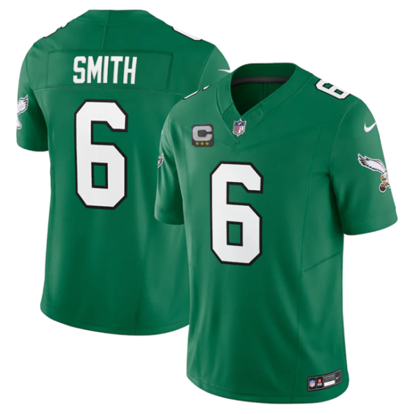 Men's Philadelphia Eagles #6 DeVonta Smith Green 2023 F.U.S.E. With C Patch Vapor Untouchable Stitched Football Jersey - Custom Name