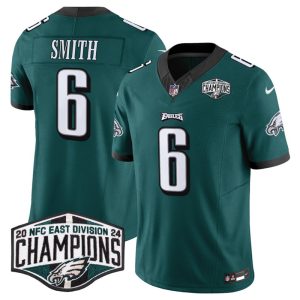 Men's Philadelphia Eagles #6 DeVonta Smith Green 2024 NFC East Champions F.U.S.E. Vapor Untouchable Limited Stitched Football Jersey - Custom Name