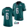 Men's Philadelphia Eagles #6 DeVonta Smith Green Super Bowl LVII Patch Vapor Untouchable Limited Stitched Jersey - Custom Name