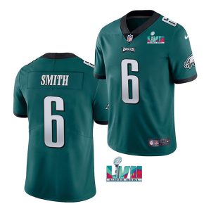 Men's Philadelphia Eagles #6 DeVonta Smith Green Super Bowl LVII Patch Vapor Untouchable Limited Stitched Jersey - Custom Name