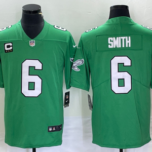 Men's Philadelphia Eagles #6 DeVonta Smith Green Vapor Limited With C Patch Stitched Football Jersey - Custom Name