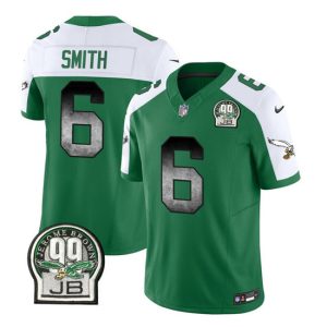 Men's Philadelphia Eagles #6 DeVonta Smith Green White 2023 F.U.S.E. Throwback Vapor Untouchable Limited Stitched Football Jersey - Custom Name