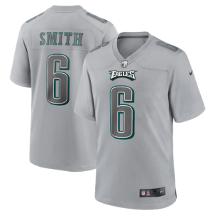 Men's Philadelphia Eagles #6 DeVonta Smith Grey Atmosphere Fashion Stitched Game Jersey - Custom Name