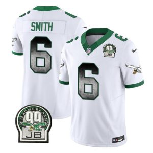 Men's Philadelphia Eagles #6 DeVonta Smith White 2023 F.U.S.E. Throwback Vapor Untouchable Limited Stitched Football Jersey - Custom Name