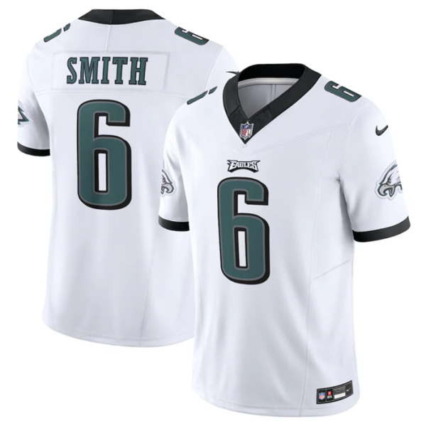 Men's Philadelphia Eagles #6 DeVonta Smith White 2023 F.U.S.E. Vapor Untouchable Limited Stitched Football Jersey - Custom Name