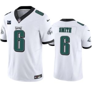 Men's Philadelphia Eagles #6 DeVonta Smith White 2023 F.U.S.E. With 1-Star C Patch Vapor Untouchable Limited Stitched Football Jersey - Custom Name