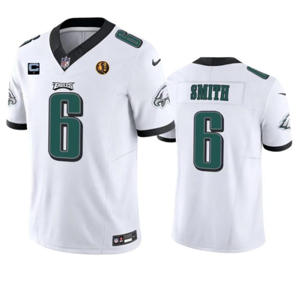 Men's Philadelphia Eagles #6 DeVonta Smith White 2023 F.U.S.E. With 1-star C Patch And John Madden Patch Vapor Limited Stitched Football Jersey - Custom Name