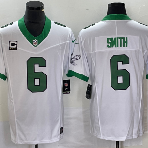 Men's Philadelphia Eagles #6 DeVonta Smith White 2023 F.U.S.E. With C Patch Vapor Untouchable Stitched Football Jersey - Custom Name