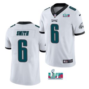 Men's Philadelphia Eagles #6 DeVonta Smith White Super Bowl LVII Patch Vapor Untouchable Limited Stitched Jersey - Custom Name