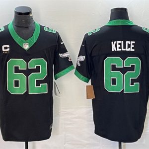 Men's Philadelphia Eagles #62 Jason Kelce Black 2023 F.U.S.E. With 4-Star C Patch Vapor Untouchable Limited Stitched Football Jersey - Custom Name